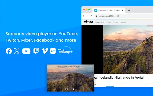 ดาวน์โหลด Picture in Picture Player – ดูวิดีโอแบบลอยฟรีบน Chrome - Screenshot 2