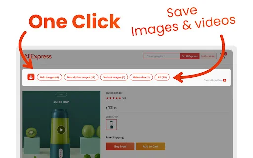 AliSave ดาวน์โหลดรูปภาพและวิดีโอจาก AliExpress ฟรี ใช้งานง่าย - Screenshot 2