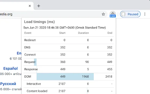ดาวน์โหลด Page Load Time ส่วนขยายวัดความเร็วเว็บไซต์ใช้งานง่าย ฟรี - Screenshot 2