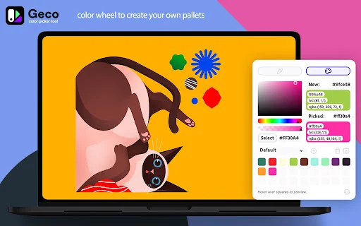 ดาวน์โหลด Color Picker – Geco เครื่องมือดูดสีที่ดีที่สุดสำหรับ Chrome - Screenshot 2