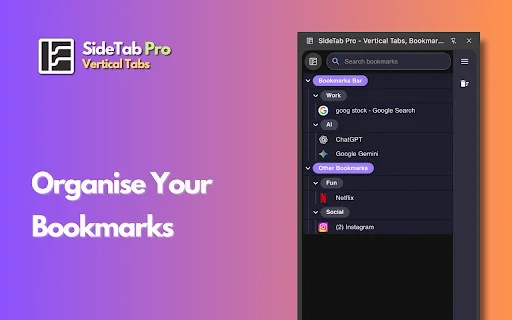 SideTab Pro: จัดการแท็บแนวตั้ง บุ๊กมาร์ก และรายการอ่านให้เป็นระเบียบ - Screenshot 5
