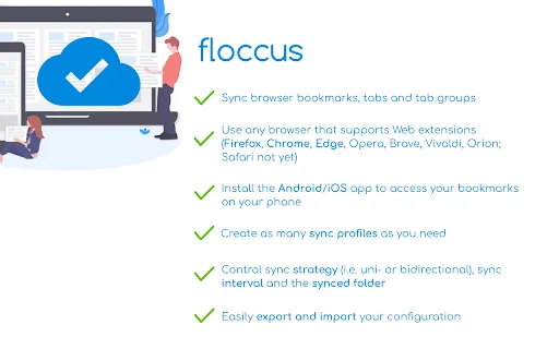 ดาวน์โหลด Floccus Bookmarks Sync ล่าสุด – ซิงค์บุ๊กมาร์กข้ามเบราว์เซอร์ฟรี - Screenshot 1