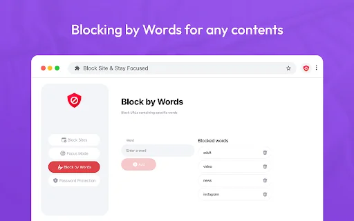 ดาวน์โหลด Block Site – ตัวบล็อกเว็บไซต์และโหมดโฟกัสฟรี - Screenshot 5