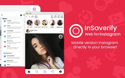 InSaverify: ใช้ Instagram บน Chrome ได้ง่าย ดาวน์โหลดรูปและวิดีโอฟรี - Screenshot 1