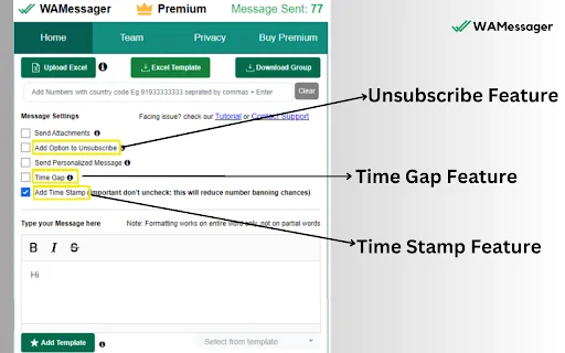ดาวน์โหลด WAMessager – ส่งข้อความ WhatsApp จำนวนมากฟรี พร้อมฟีเจอร์การตลาดครบวงจร - Screenshot 2