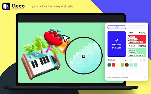 ดาวน์โหลด Color Picker – Geco เครื่องมือดูดสีที่ดีที่สุดสำหรับ Chrome - Screenshot 1
