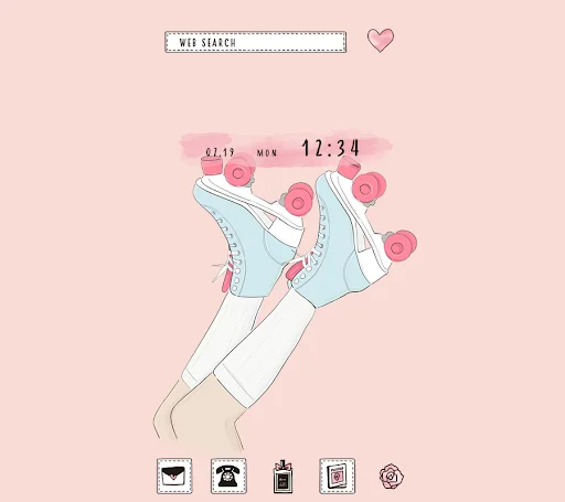 ดาวน์โหลด Pink Roller-skates Theme ฟรี – ปรับแต่งหน้าจอสมาร์ทโฟนให้สวยหวานสไตล์ผู้หญิง - Screenshot 1