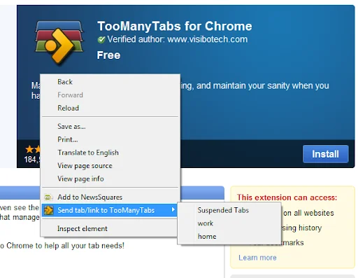 ดาวน์โหลด TooManyTabs สำหรับ Chrome – จัดการแท็บเบราว์เซอร์ให้เป็นระเบียบ - Screenshot 6