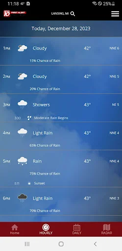 ดาวน์โหลด WILX First Alert Weather ล่าสุด – พยากรณ์อากาศแม่นยำฟรี - Screenshot 2