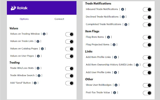 ดาวน์โหลด RoValk ล่าสุด – ส่วนเสริมเทรดไอเทม Roblox ฟรีที่ดีที่สุด - Screenshot 2