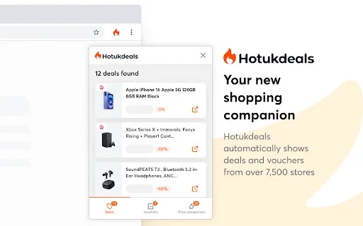 ดาวน์โหลด hotukdeals ส่วนขยายช้อปปิ้ง – ค้นหาส่วนลดอัตโนมัติฟรี - Screenshot 1