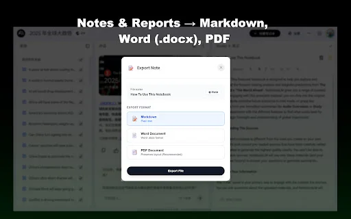 ดาวน์โหลด NotebookLM Ultra Exporter ล่าสุด – ส่งออกข้อมูล AI ได้ง่ายๆ - Screenshot 4